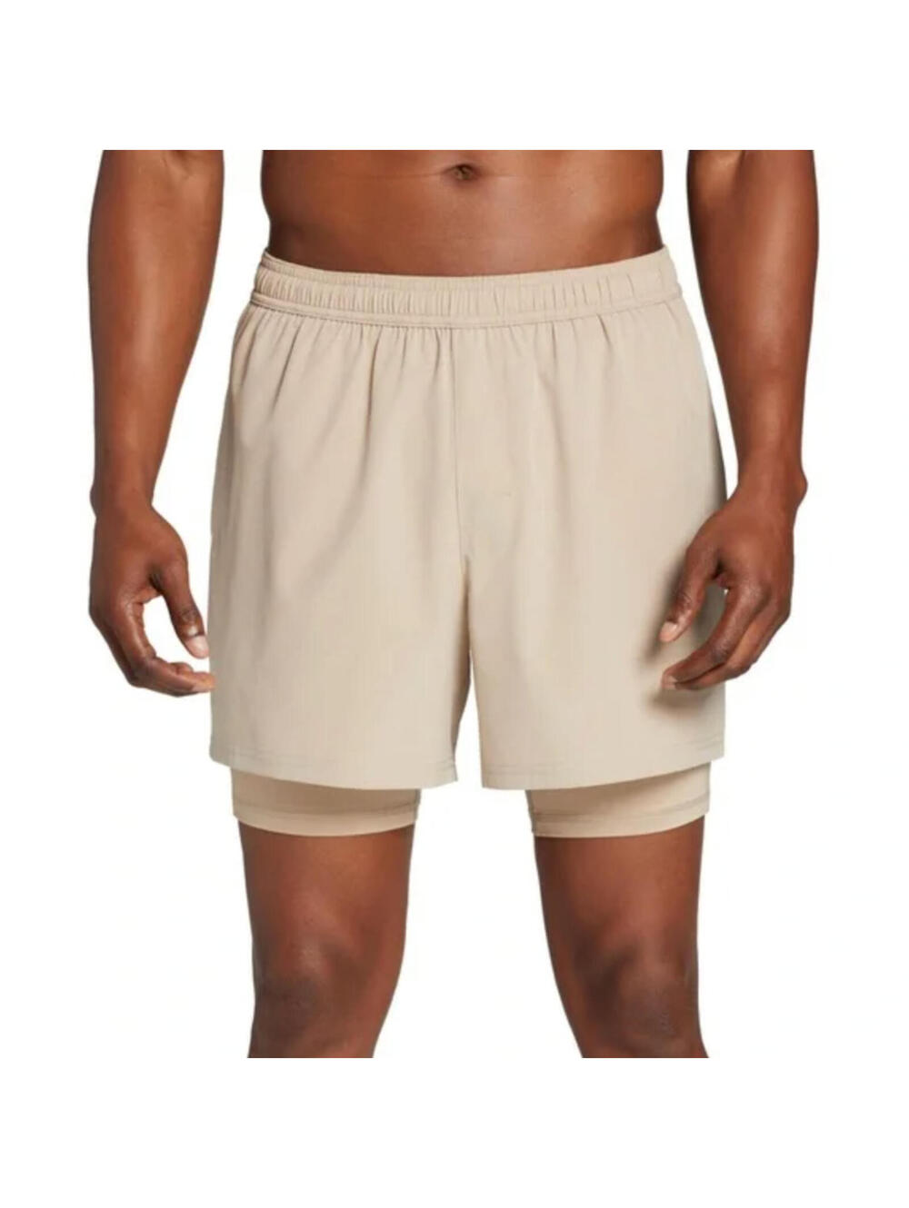 (C293) DSG Men’s 5" Agility 2-in-1 Shorts Khaki • Lightweight Athletic Shorts
